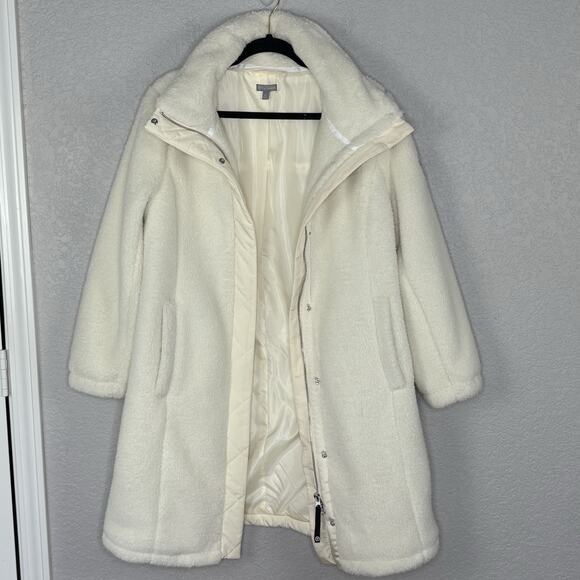 T By Talbots Cozy Sherpa Coat Long Neutral Minimalist Ivory Size MP Petite - Picture 6 of 6